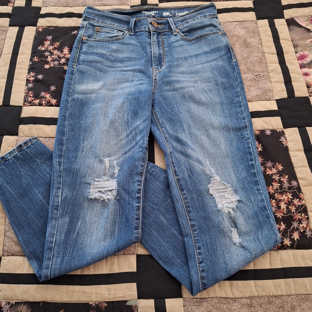 Levi's Denizen Deconstructed Ankle Jeans Medium Wash Blue Size 7/28